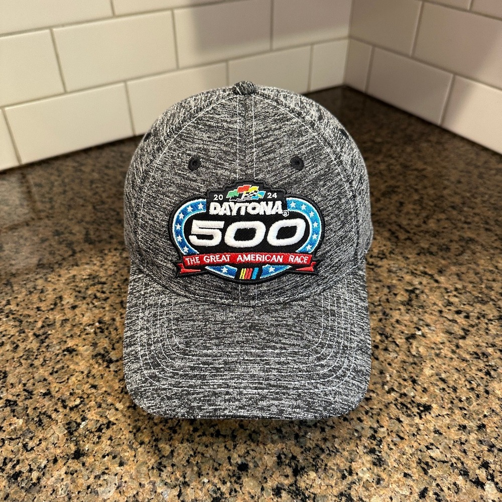 Daytona 500 2024 NASCAR Adjustable Baseball Cap Hat Men's Heather Grey
